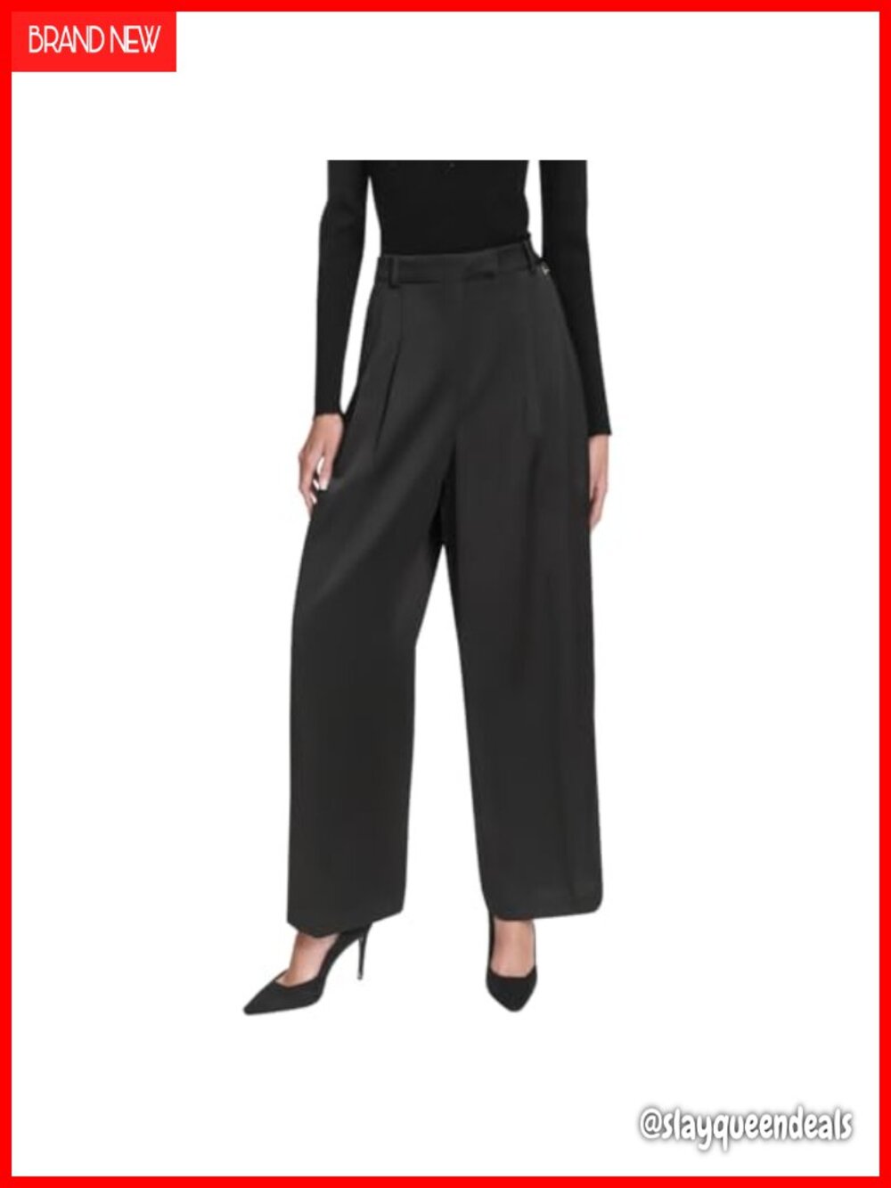 Constructed Satin Dress Pant Mid Rise Wide Leg Classic Fit Zipper
